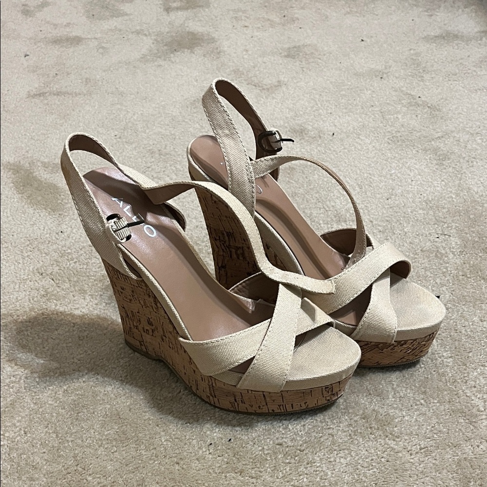 Aldo Wedge Espadrille Platform Sandal Heels